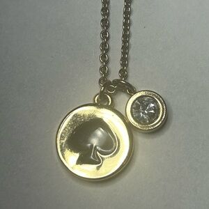 Kate Spade Gold-Tone Charm Necklace – Iconic Spade Cutout & Gem Accent